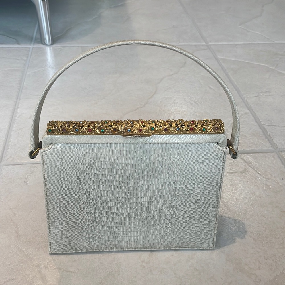 meyers made in usa vintage handbag with beautiful gold hardware and stones